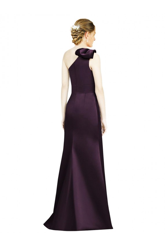 Sleeveless Grape One Shoulder Satin Mermaid Bridesmaid Dress Newcastle