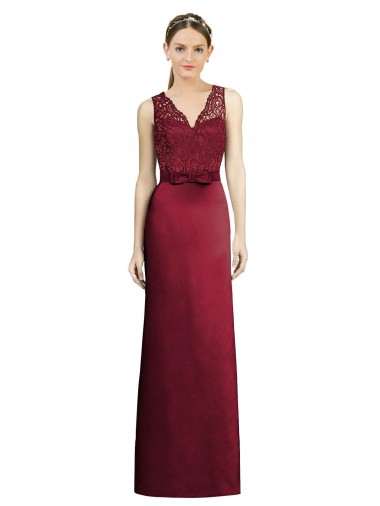 Sleeveless V-Neck Satin & Lace A-Line Bridesmaid Dress Newcastle