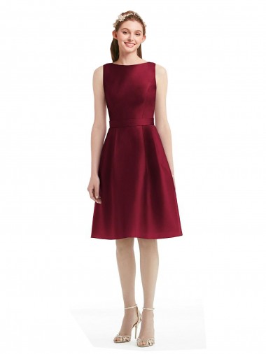 Sleeveless Bateau Neck Satin A-Line Bridesmaid Gown Newcastle