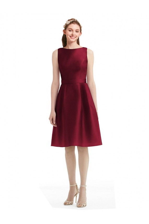 Sleeveless Bateau Neck Satin A-Line Bridesmaid Gown Newcastle