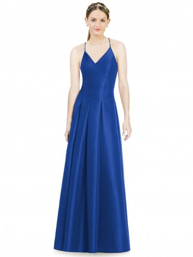Sleeveless Spaghetti Straps Criss Cross Open Back Satin A-Line Bridesmaid Dress Newcastle