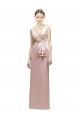 Sleeveless V-Neck V-Back Satin Sheath Bridesmaid Dress Newcastle