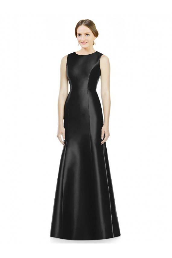 Sleeveless High Neck Keyhole Back Satin Mermaid Bridesmaid Dress Newcastle