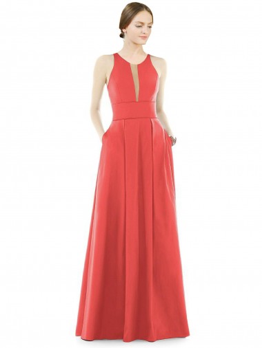 Sleeveless Jewel Neck Satin A-Line Bridesmaid Dress Newcastle
