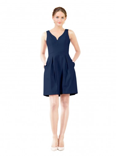 Sleeveless V-Neck Satin A-Line Bridesmaid Gown Newcastle
