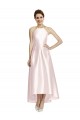 Sleeveless Spaghetti Straps Criss Cross Open Back Satin A-Line High Low Bridesmaid Dress Newcastle