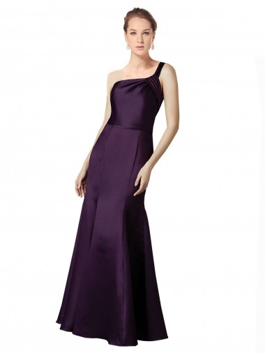 Sleeveless Grape One Shoulder Satin Mermaid Prom Dress / Bridesmaid Dress Newcastle