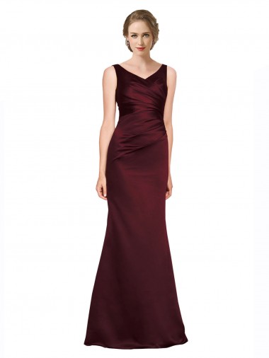 Sleeveless V-Neck Low Back Satin A-Line Black Tie Evening Gown / Prom Dress / Bridesmaid Dress Newcastle