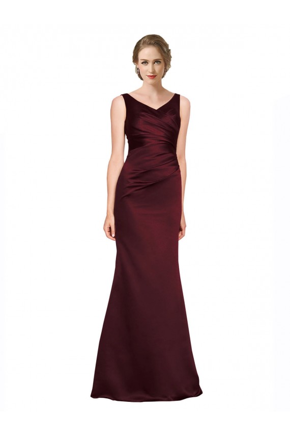 Sleeveless V-Neck Low Back Satin A-Line Black Tie Evening Gown / Prom Dress / Bridesmaid Dress Newcastle