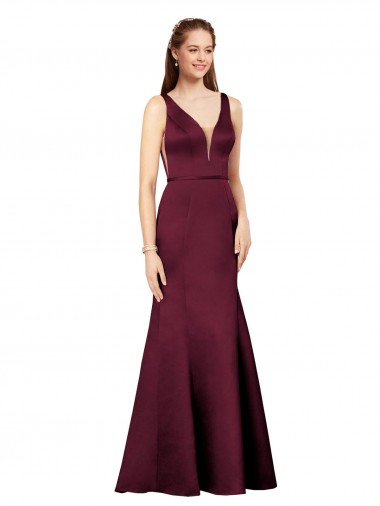 Sleeveless V-Neck V-Back Satin Sheath Formal Evening Gown / Prom Dress / Bridesmaid Dress Newcastle