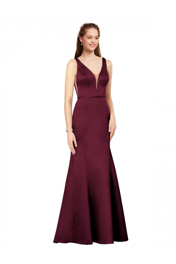 Sleeveless V-Neck V-Back Satin Sheath Formal Evening Gown / Prom Dress / Bridesmaid Dress Newcastle