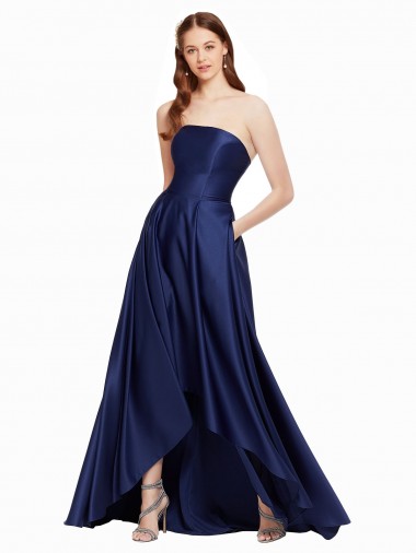 Sleeveless Strapless Low Back Satin A-Line High Low Evening Gown / Prom Dress / Bridesmaid Dress Newcastle