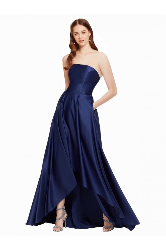 Sleeveless Strapless Low Back Satin A-Line High Low Evening Gown / Prom Dress / Bridesmaid Dress Newcastle