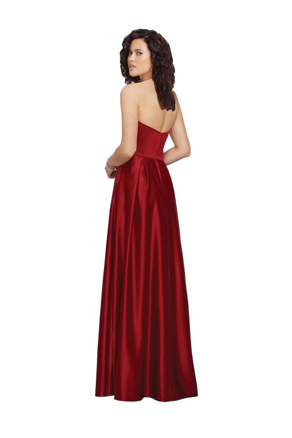Sleeveless Strapless Satin A-Line Prom Dress / Bridesmaid Dress Newcastle