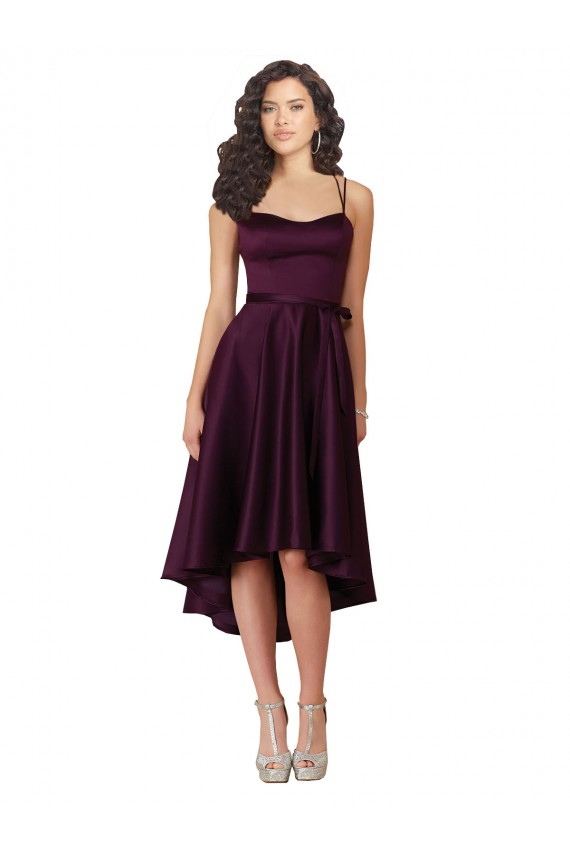 Sleeveless Sweetheart Criss Cross Back Satin A-Line High Low Prom Dress / Bridesmaid Dress Newcastle