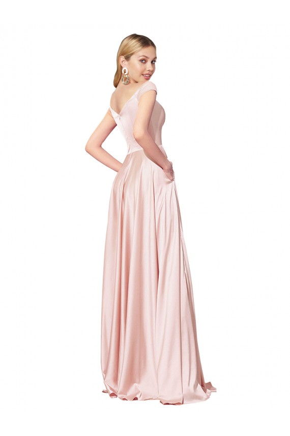 Sleeveless Off the Shoulder Satin A-Line Formal Evening Gown / Prom Dress / Bridesmaid Dress Newcastle