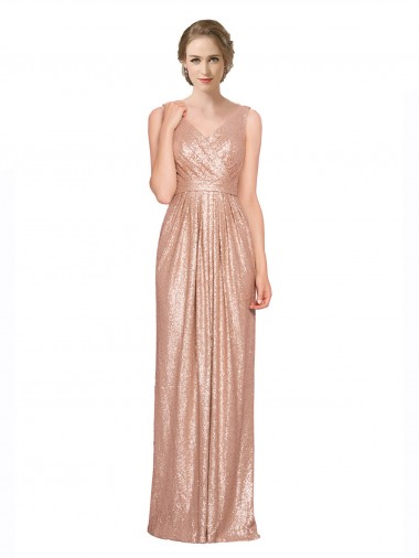 Sleeveless V-Neck Sequin Sheath Bridesmaid Dress / Evening Dress Newcastle