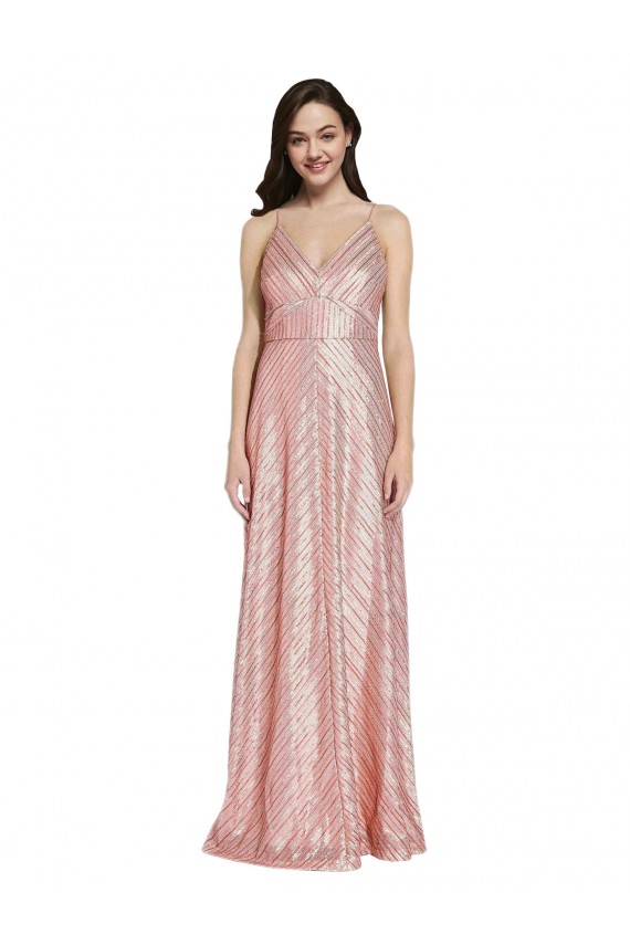 Sleeveless V-Neck Low Back Sequin Sheath Formal Evening Gown / Prom Dress / Bridesmaid Dress Newcastle