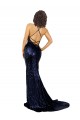 Sleeveless Dark Navy V-Neck Low Back Sequin Mermaid Formal Evening Gown / Prom Dress / Bridesmaid Dress Newcastle