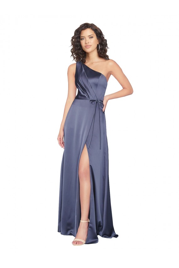 Sleeveless Dusk One Shoulder Silk like Satin A-Line Formal Evening Gown / Prom Dress / Bridesmaid Dress Newcastle