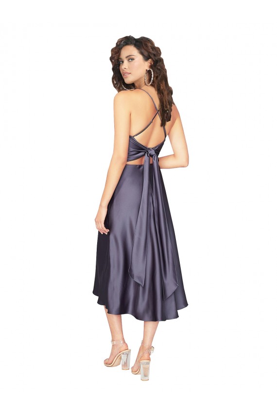 Sleeveless Scoop Neck Criss Cross Back Silk like Satin A-Line Prom Dress / Bridesmaid Dress Newcastle