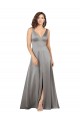 Sleeveless Pearl Grey V-Neck Silk like Satin A-Line Formal Evening Gown / Prom Dress / Bridesmaid Dress Newcastle
