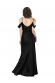 Sleeveless Black Off the Shoulder Low Back Silk like Satin A-Line Formal Dress / Bridesmaid Dress Newcastle