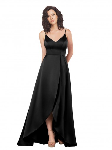 Sleeveless V-Neck Low Back Silk like Satin A-Line High Low Evening Gown / Prom Dress / Bridesmaid Dress Newcastle
