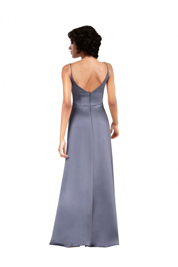 Sleeveless V-Neck Silk like Satin Column Formal Evening Gown / Prom Dress / Bridesmaid Dress Newcastle
