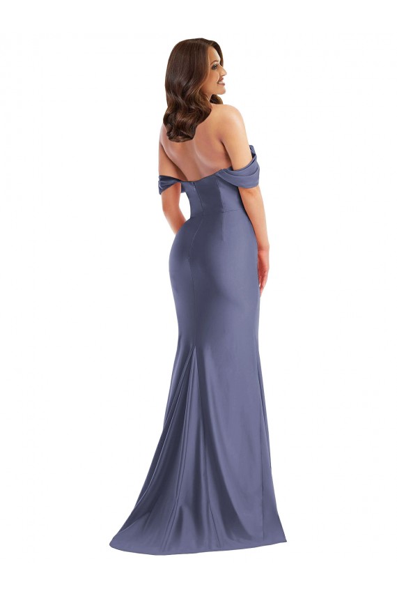 Sleeveless Off the Shoulder Low Back Silk like Satin Mermaid Black Tie Plus Size Evening Gown / Prom Dress / Bridesmaid Dress Newcastle