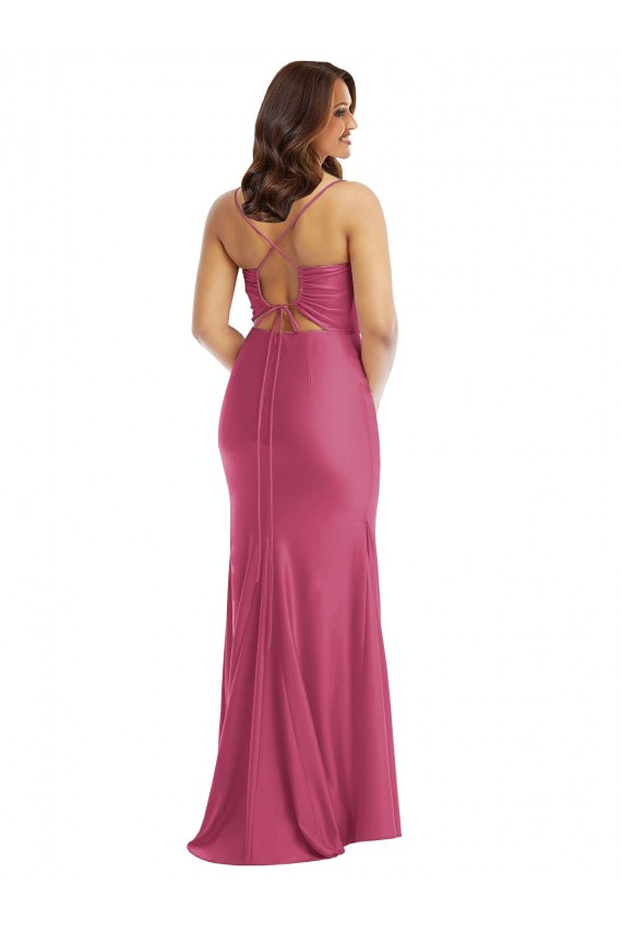 Sleeveless Spaghetti Straps Tie Back Silk like Satin Mermaid Formal Plus Size Evening Gown / Prom Dress / Bridesmaid Dress Newcastle