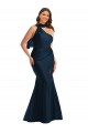 Sleeveless Dark Navy One Shoulder Silk like Satin Mermaid Formal Plus Size Evening Gown / Prom Dress / Bridesmaid Dress Newcastle