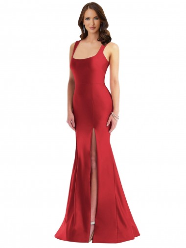 Sleeveless Square Neck Silk like Satin Mermaid Formal Plus Size Evening Gown / Prom Dress / Bridesmaid Dress Newcastle