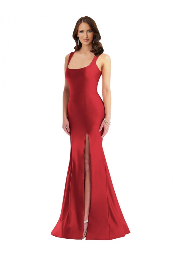Sleeveless Square Neck Silk like Satin Mermaid Formal Plus Size Evening Gown / Prom Dress / Bridesmaid Dress Newcastle