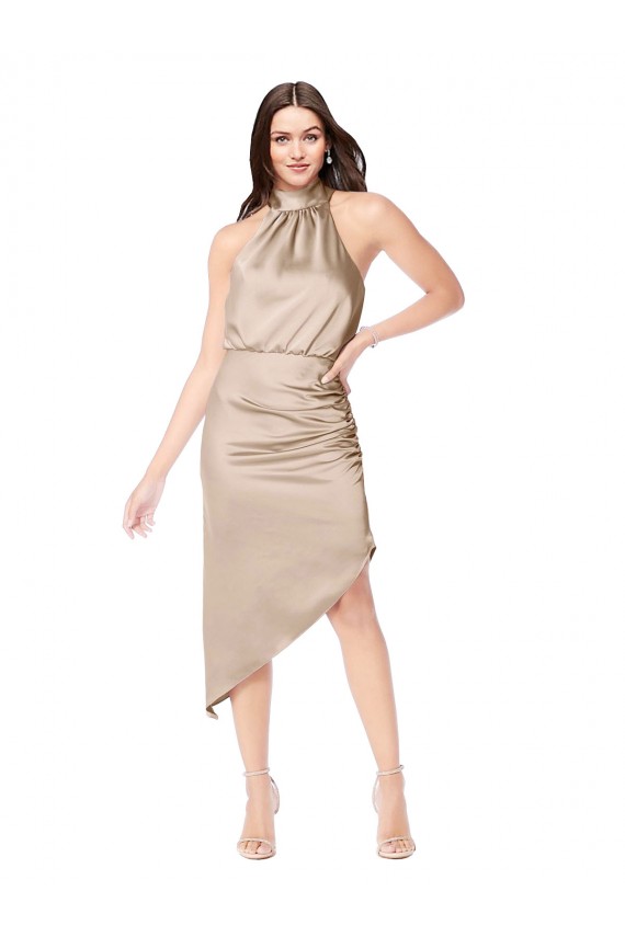 Sleeveless Halter Neck Silk like Satin A-Line High Low Prom Dress / Bridesmaid Dress Newcastle