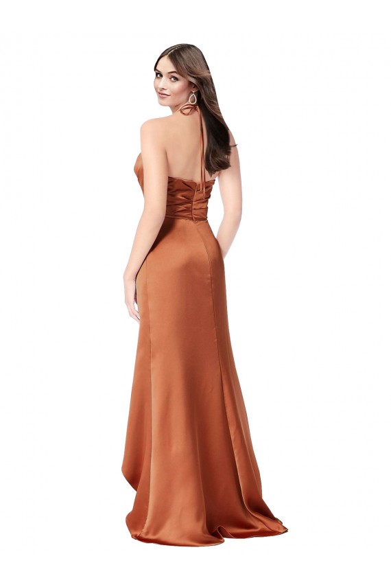 Sleeveless Spaghetti Straps Low Back Silk like Satin A-Line High Low Evening Gown / Prom Dress / Bridesmaid Dress Newcastle