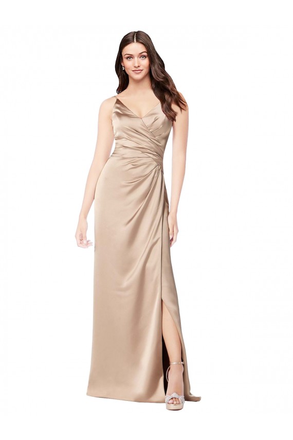 Sleeveless Champagne Pink Spaghetti Straps Low Back Silk like Satin A-Line Formal Evening Gown / Prom Dress / Bridesmaid Dress Newcastle