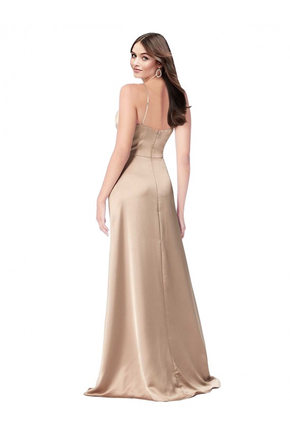 Sleeveless Champagne Pink Spaghetti Straps Low Back Silk like Satin A-Line Formal Evening Gown / Prom Dress / Bridesmaid Dress Newcastle