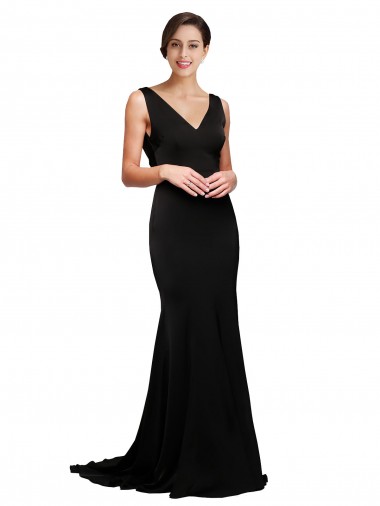Sleeveless V-Neck Low Back Silk like Satin A-Line Formal Evening Gown / Prom Dress / Bridesmaid Dress Newcastle