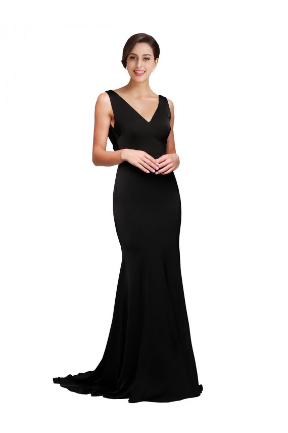 Sleeveless V-Neck Low Back Silk like Satin A-Line Formal Evening Gown / Prom Dress / Bridesmaid Dress Newcastle
