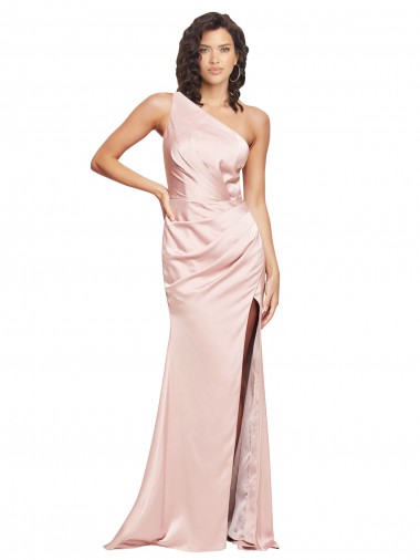 Sleeveless One Shoulder Low Back Silk like Satin Sheath Formal Evening Gown / Prom Dress / Bridesmaid Dress Newcastle