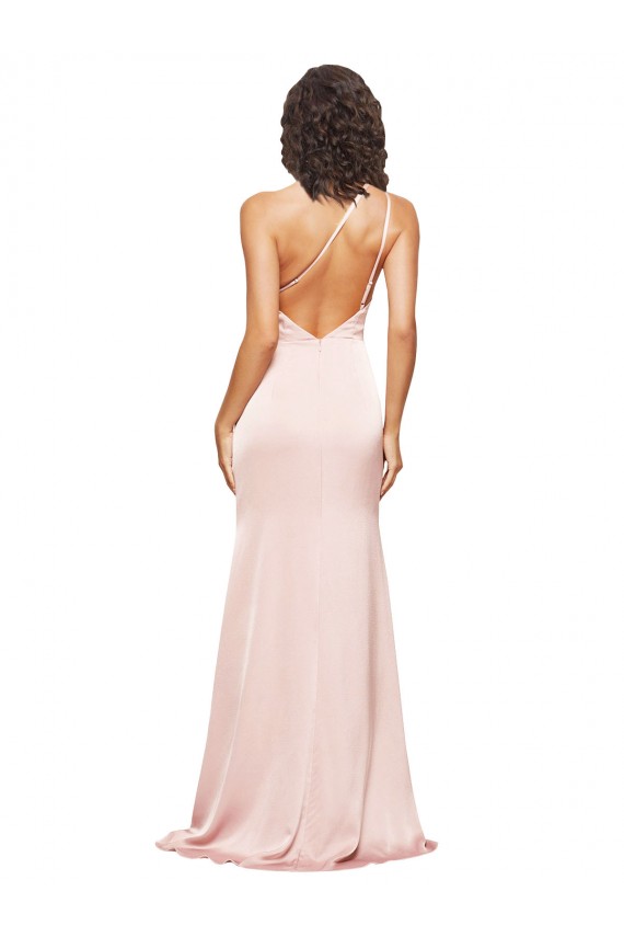 Sleeveless One Shoulder Low Back Silk like Satin Sheath Formal Evening Gown / Prom Dress / Bridesmaid Dress Newcastle
