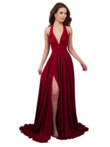 Sleeveless Halter Neck Open Back Spandex A-Line Black Tie Evening Gown / Prom Dress / Bridesmaid Dress Newcastle