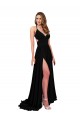 Sleeveless V-Neck Open Back Spandex A-Line Black Tie Evening Gown / Prom Dress / Bridesmaid Dress Newcastle