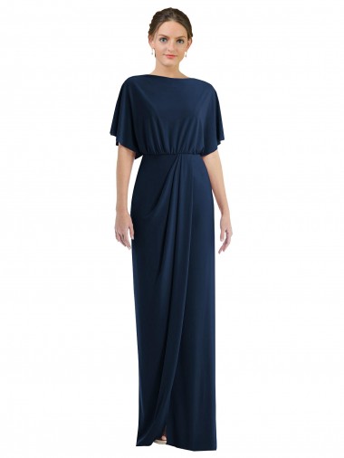 Short Sleeves Bateau Neck Open Back Spandex Sheath Semi Formal Evening Dress / Prom Dress / Bridesmaid Dress Newcastle
