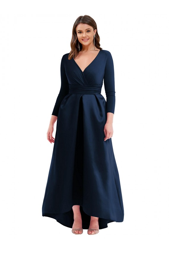 Long Sleeves V-Neck Spandex Ball Gown High Low Plus Size Evening Gown / Prom Dress / Bridesmaid Dress Newcastle