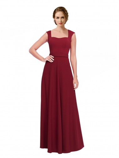 Sleeveless Square Neck Stretch Crepe A-Line Prom Dress / Bridesmaid Dress Newcastle