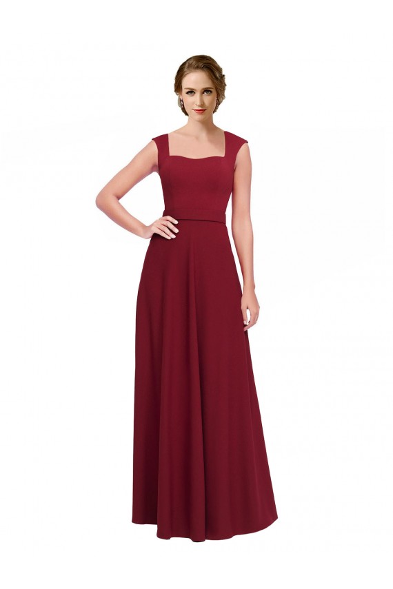 Sleeveless Square Neck Stretch Crepe A-Line Prom Dress / Bridesmaid Dress Newcastle