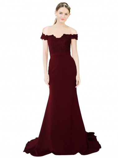 Sleeveless Off the Shoulder V-Back Stretch Crepe & Lace Mermaid Formal Evening Gown / Prom Dress / Bridesmaid Dress Newcastle