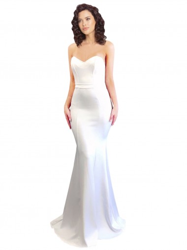 Sleeveless White Sweetheart Low Back Stretch Crepe Mermaid Formal Evening Gown / Prom Dress / Bridesmaid Dress Newcastle